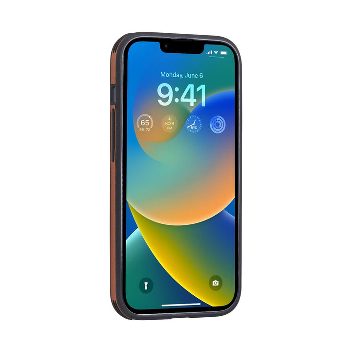 iPhone Huelle Modell Istrien Farbe braun Frontansicht
